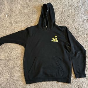 Large black Adidas hoodie sweatshirt.